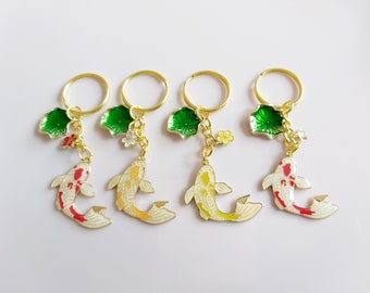 Koi Carp Keychain: Gold Tone, Sakura or Star Charm