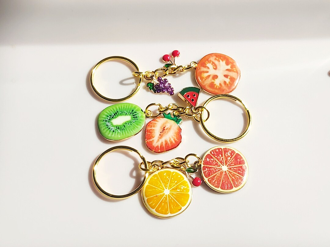 Fruit Salad Keyring: Strawberry, Watermelon, Cherry, Kiwi, Grapefruit ...