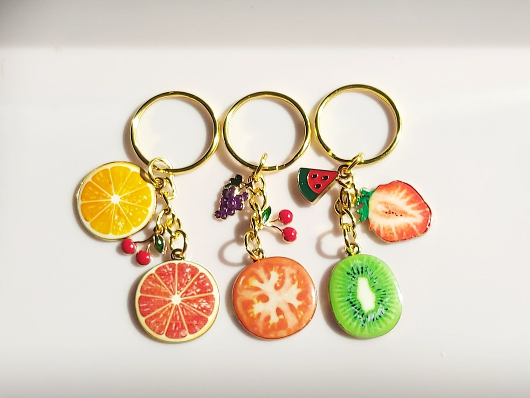Fruit Salad Keyring: Strawberry, Watermelon, Cherry, Kiwi, Grapefruit ...