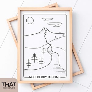 PRINT Roseberry Topping on white heavyweight paper black & white line art unframed image 1