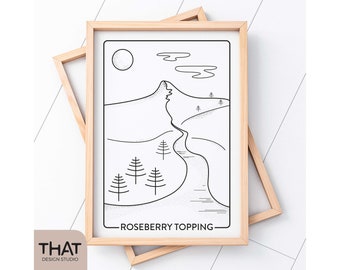 PRINT Roseberry Topping | on white heavyweight paper | black & white line art | unframed