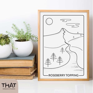 PRINT Roseberry Topping on white heavyweight paper black & white line art unframed image 6