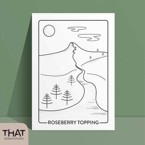 PRINT Roseberry Topping on white heavyweight paper black & white line art unframed image 3