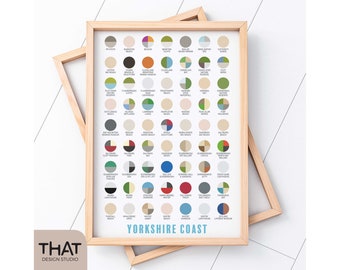 PRINT Yorkshire Coast | on white heavyweight paper | colour chart | unframed