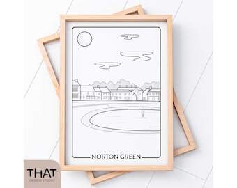 PRINT Norton Green | on white heavyweight paper | black & white line art | unframed