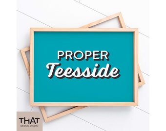 PRINT proper Teesside | on white heavyweight paper | Middlesbrough Redcar Saltburn Stockton-on-Tees Guisborough Boro Yarm | unframed