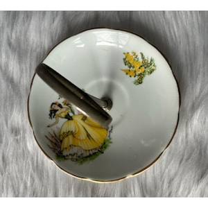 Vintage HTF Duchess Yellow Dainty Miss Pattern China Nut Plate