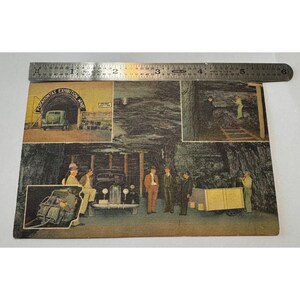 Cartão postal vintage da exposição da mina de carvão de Pocahontas - Pocahontas, Va, década de 1950 - Carro antigo