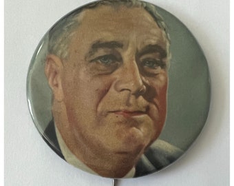 Vintage Franklin D. Roosevelt (FDR) Botón político / Pin