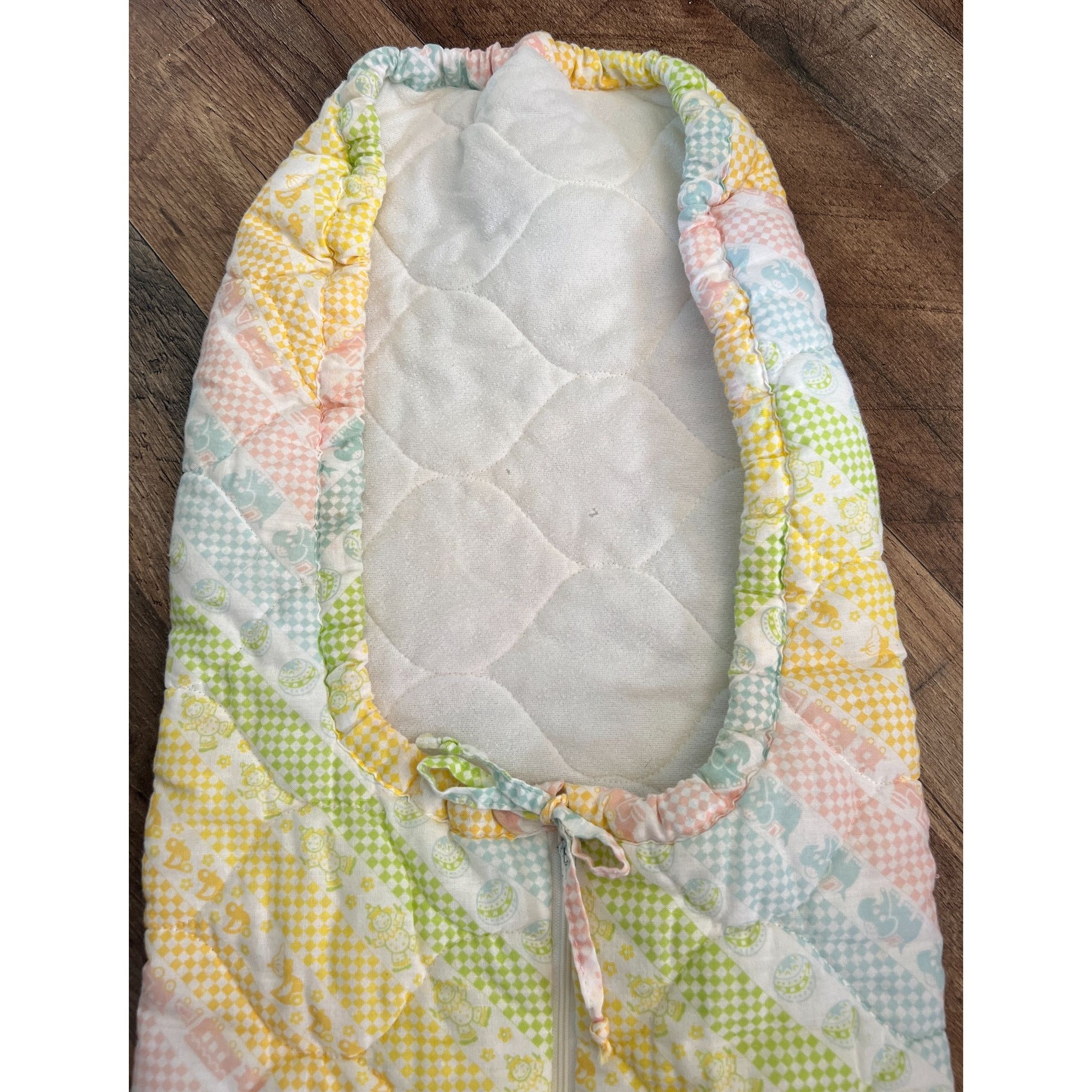 Vintage Quilted Baby Bunting Sleeping Bag /papoose Pastel Colors Zips up & Ties Etsy