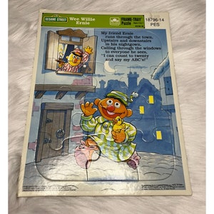 Vintage 1980's Sesame Street Wee Willie Ernie Frame-Tray Kids Jigsaw Puzzle