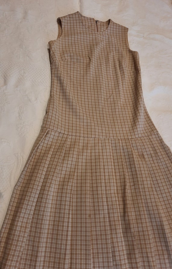 Vintage Union Made Sleeveless Drop Waist Dress Pl… - image 2