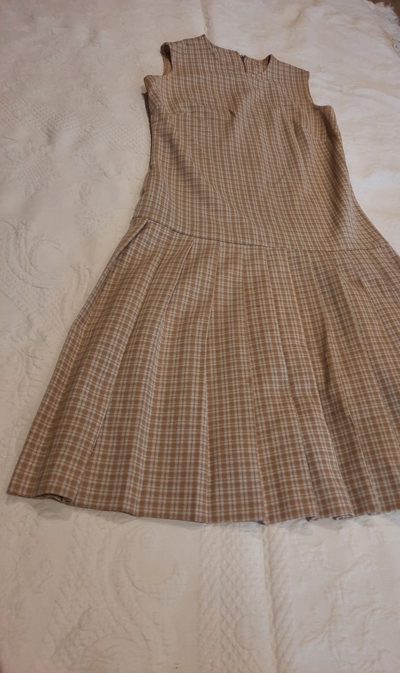 Vintage Union Made Sleeveless Drop Waist Dress Pl… - image 1