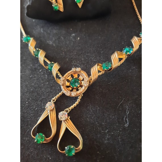 Vintage Necklace and Earring Set Marked V20-12K G… - image 7