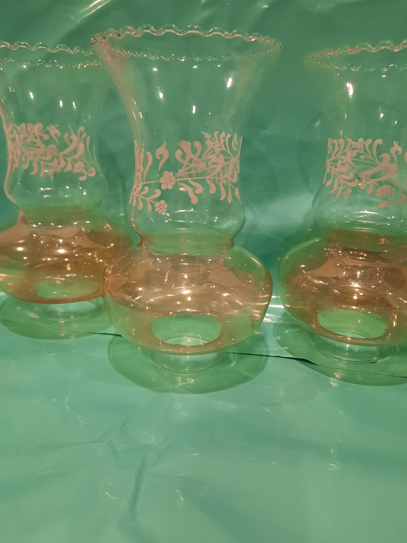 Vintage Glass Oil Lamp Chimney With Applied Pattern Etsy