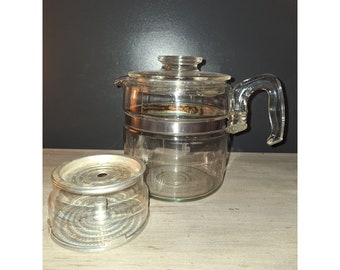 Vintage Pyrex Percolator Coffee Pot with Lid and Basket