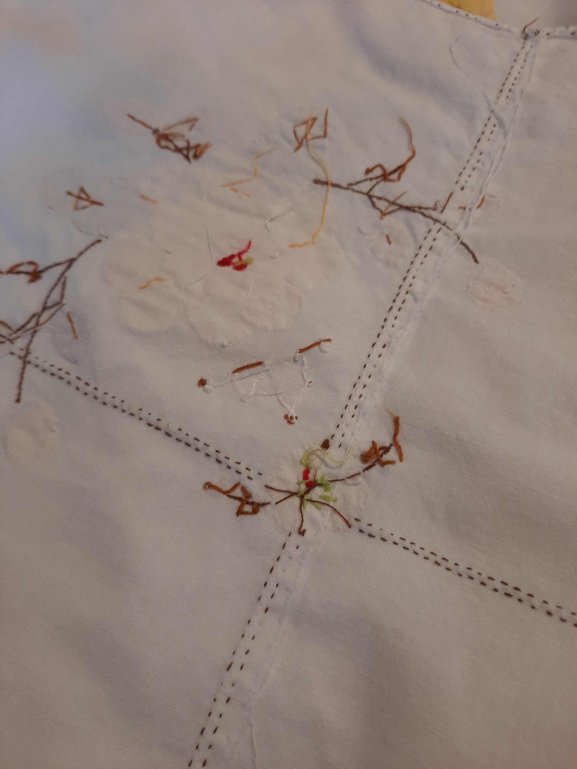 Vintage Appliqued Tablecloth Yellow Floral Tablecloth Hand Etsy Australia