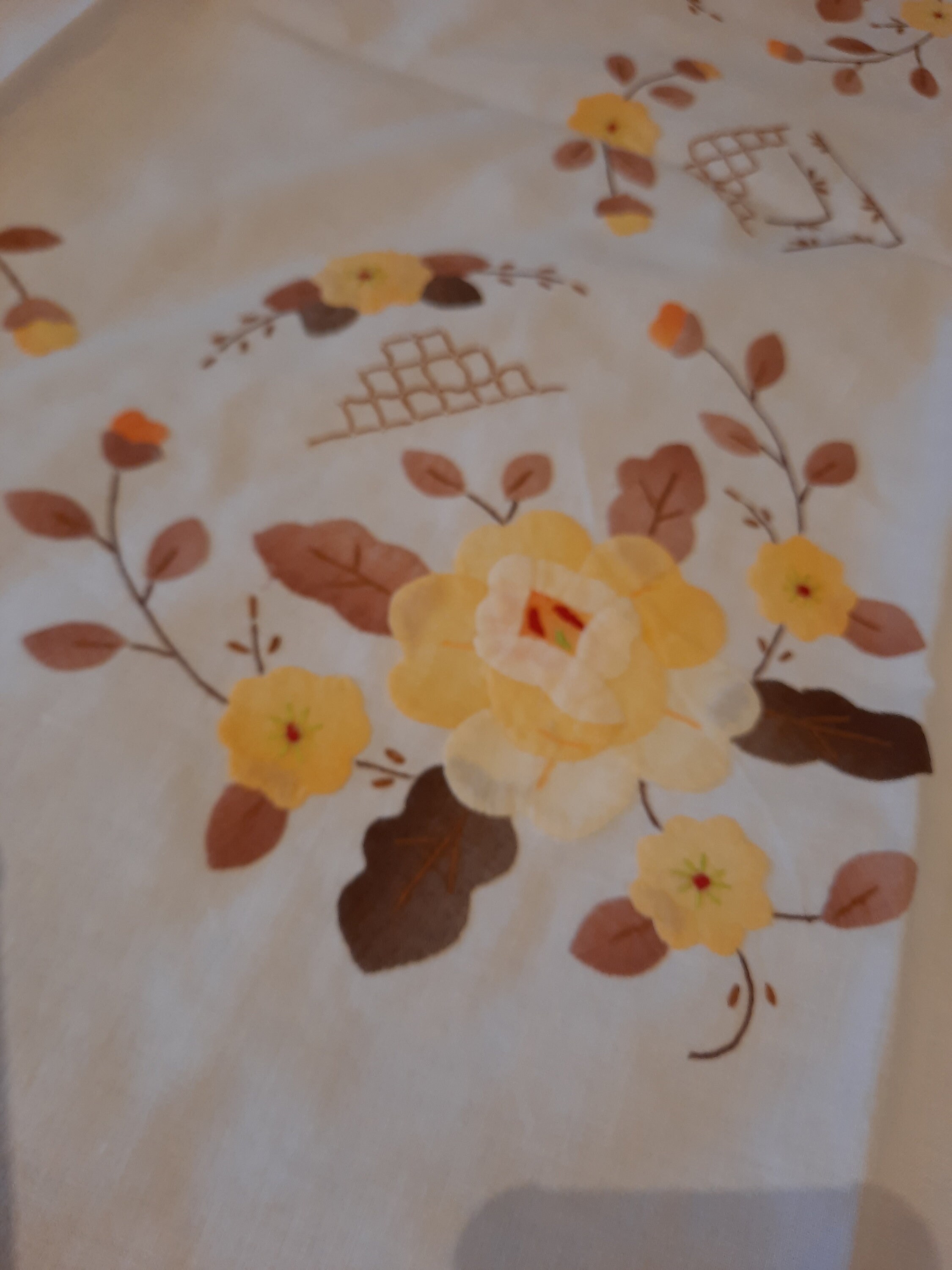 Vintage Appliqued Tablecloth Yellow Floral Tablecloth Hand Etsy Australia