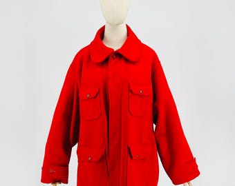 RARE 50s Woolrich Red Hunting Utility Wool Oversized Winter Coat Size L / XL
