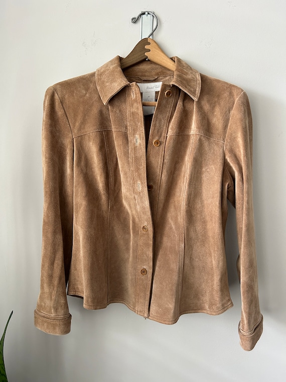 Vintage Marshall Fields Tan SUEDE Button Down Shir