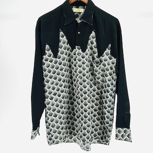Vintage 90s CID Black Rockabilly Western Graphic Shirt
