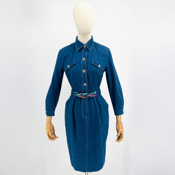 Long Sleeve Pencil Midi Dress 80s Melissa Denim Shirt Pencil Dress