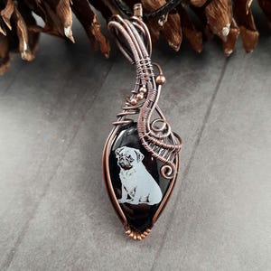 Wire wrapped Pug necklace