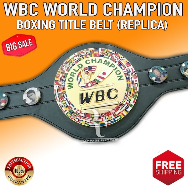 WBC World Champion Belt Boxing Championship Replica Title Buckle Fastener Adult Size 50 inches Strap