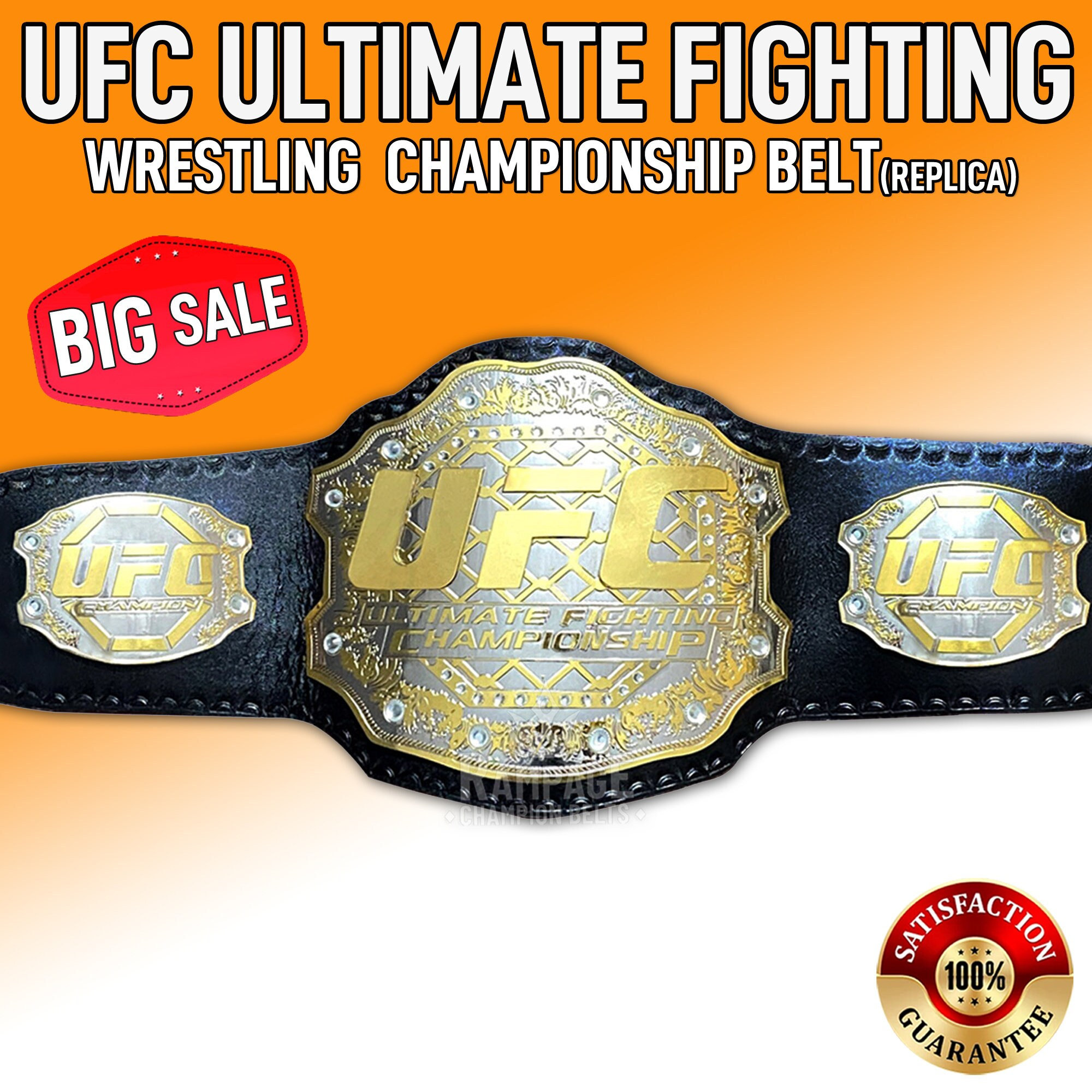UFC Ultimate Fighting Ringen Champions Titel Gürtel Leder Replik Metall Platten 