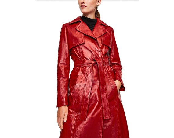 Red leather coats best sale ladies