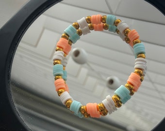 Preppy colorful heishi beaded bracelet // BeadsByH