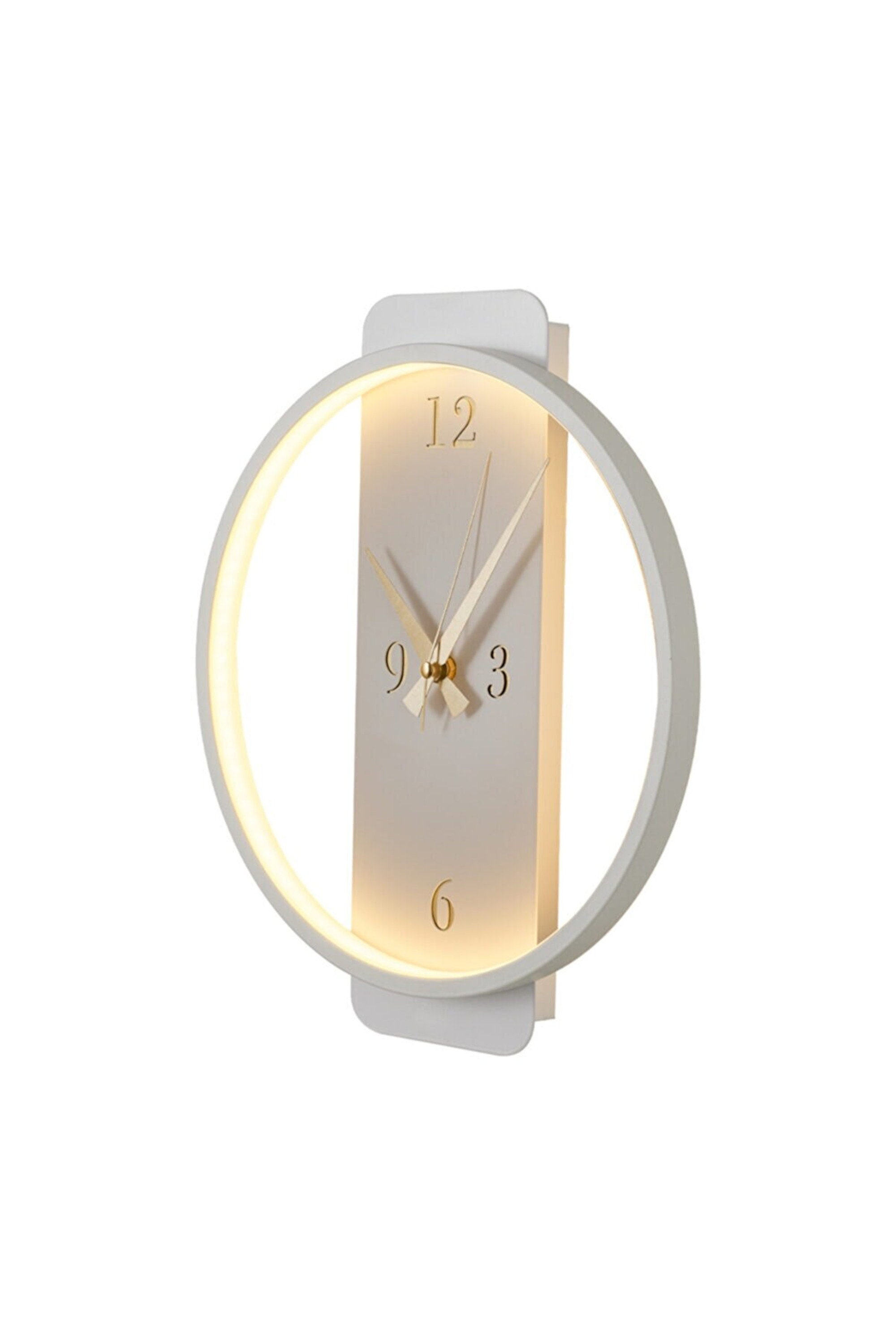 Circle Led Wall Clock Sconce White Wall Decor Led Clock Etsy UK