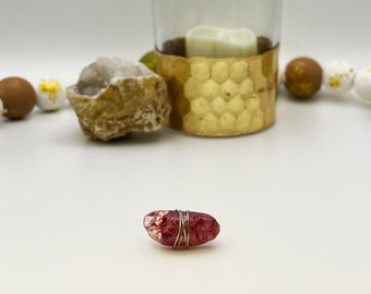 Medium Red Quartz Hat Push Pin with Silver Wire