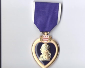 One Full size Purple Heart Award medal showing George Washington
