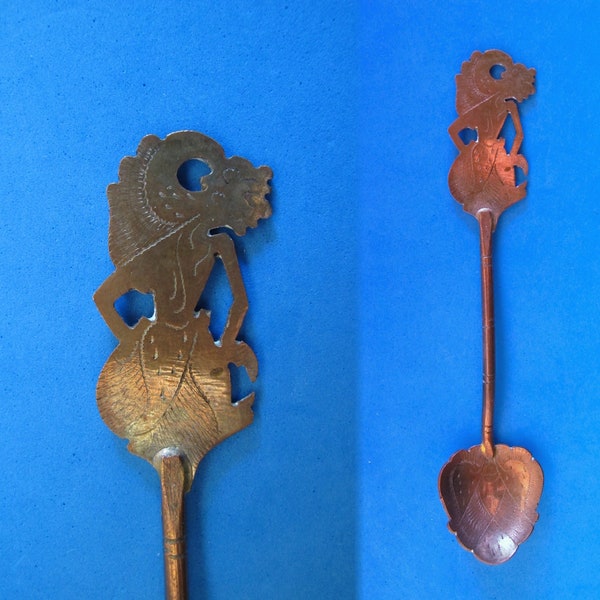 WAYANG Javanese Shadow Puppet JAVA INDONESIA Souvenir Collector Spoon Vintage Collectible Wajang Indonesian