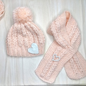 Tiny Hearts Knitting Set PATTERN With Beanie Hat and Scarf - Toddler Knitting Scarf And Hat Set Instructions