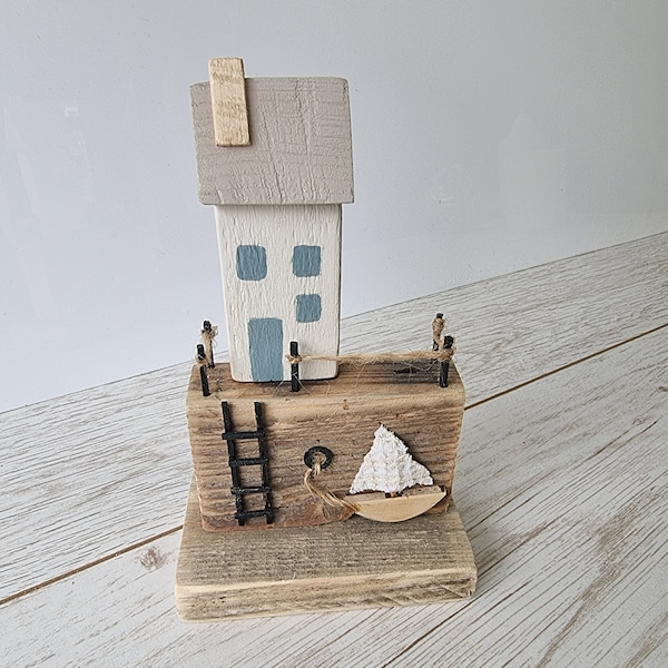 Beach decor, seaside gifts, coastal cottage, wooden house,