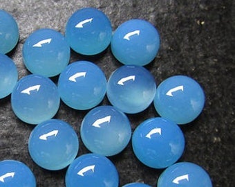Round Blue Chalcedony Cabochons, AAA Grade, Loose Gemstone (3-20mm Size Options