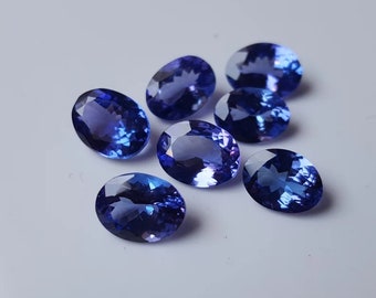 Tanzanite 100 % naturelle AAA, taille ovale, facette, 3 x 5 mm à 8 x 10 mm Tanzanite ovale, facette, taille calibrée, pierre précieuse en vrac pour la fabrication de bijoux