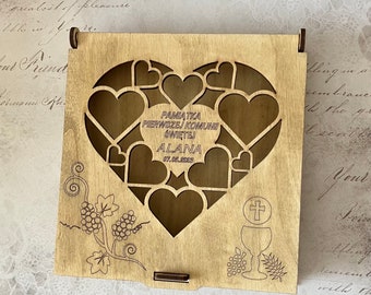 Apertura de la Caja de la Primera Comunión para una tarjeta de felicitación, dxf digital, pdf, cdr, ai, svg / descarga instantánea,