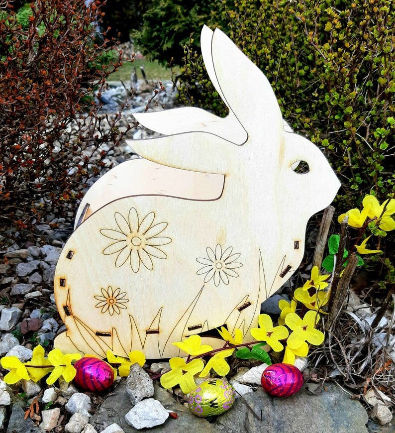 Easter basket idea bunny shape , plik cyfrowy 3mm sklejka dxf cdr pdf ai svg / instant download, zdjęcie 2