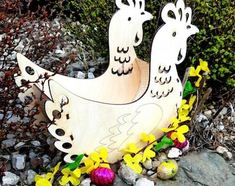 Easter basket idea -chicken shape , plik cyfrowy  3mm sklejka  -dxf cdr pdf svg ai / instant download,