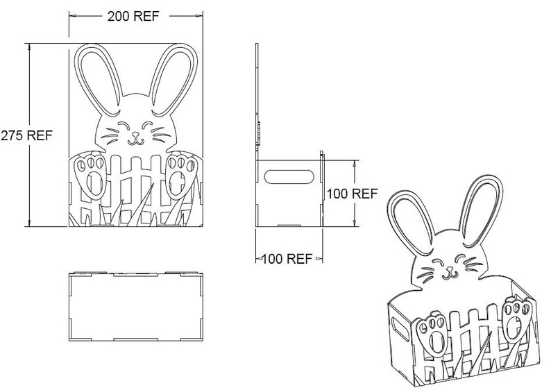 Easter basket idea, Koszyk Wielkanoc, Baza Stroik, plik cyfrowy dxf pdf cdr ai svg skejka 3mm laser / 4 wzory / instant download, zdjęcie 4