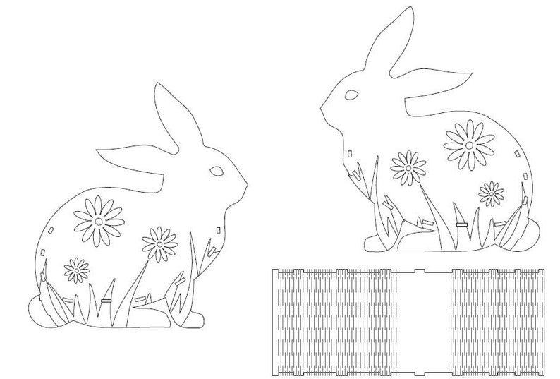 Easter basket idea bunny shape , plik cyfrowy 3mm sklejka dxf cdr pdf ai svg / instant download, zdjęcie 4