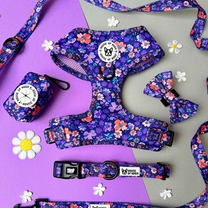 DOG BUNDLE geblümtes Halsband, Geschirr, Leine oder Fliege Bundle Set - Hundegeschirr Set - Hundegeschirr Bundle Hundegeschirr Set