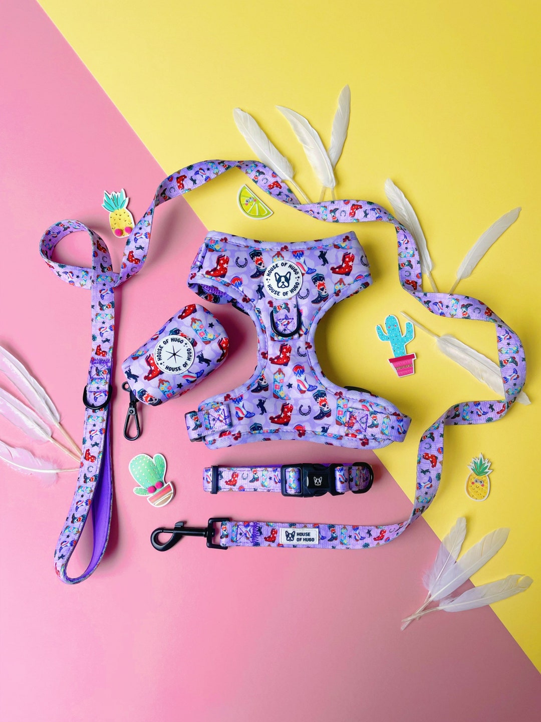 DOG HARNESS SET Puppy Dog Harness Set Collar Bow Tie Etsy