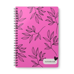 Hot Pink Floral Notebook: A5 Wire-Bound Lined Journal