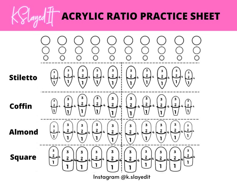 Acrylic Ratio Practice Sheet - Etsy