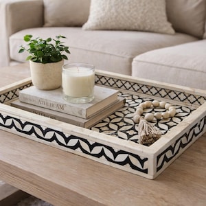 Bone inlay Tray, Handmade Tray, Home Decorative Tray, Dining Tray, Living Room Tray, Home Décor Tray, Wood Tray, Veterans Tray Ottoman Tray