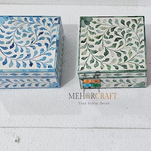 Handmade Bone Inlay Box Floral | jewellery box | Multi colour gift box | Mother Of Pearl Handmade Mother of Pearl Inlay Floral Designer Box
